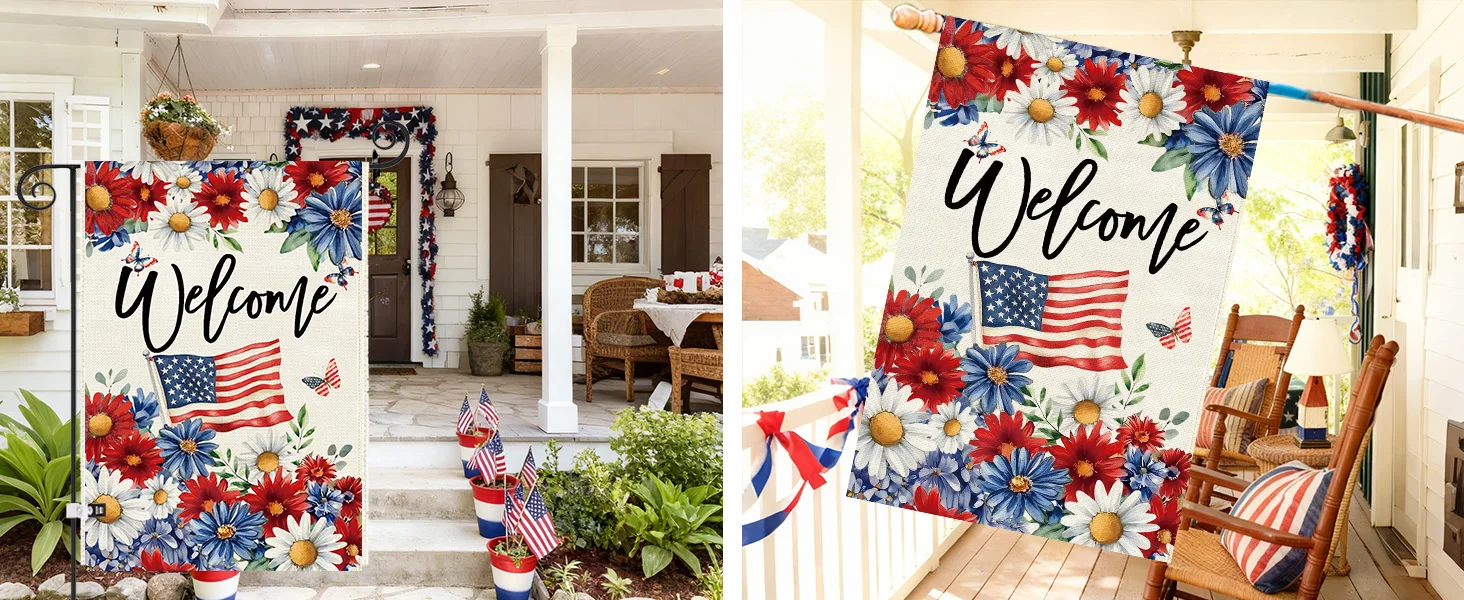 Baccessor Patriotic Daisy Garden Flag 12.5 x 18 Inch