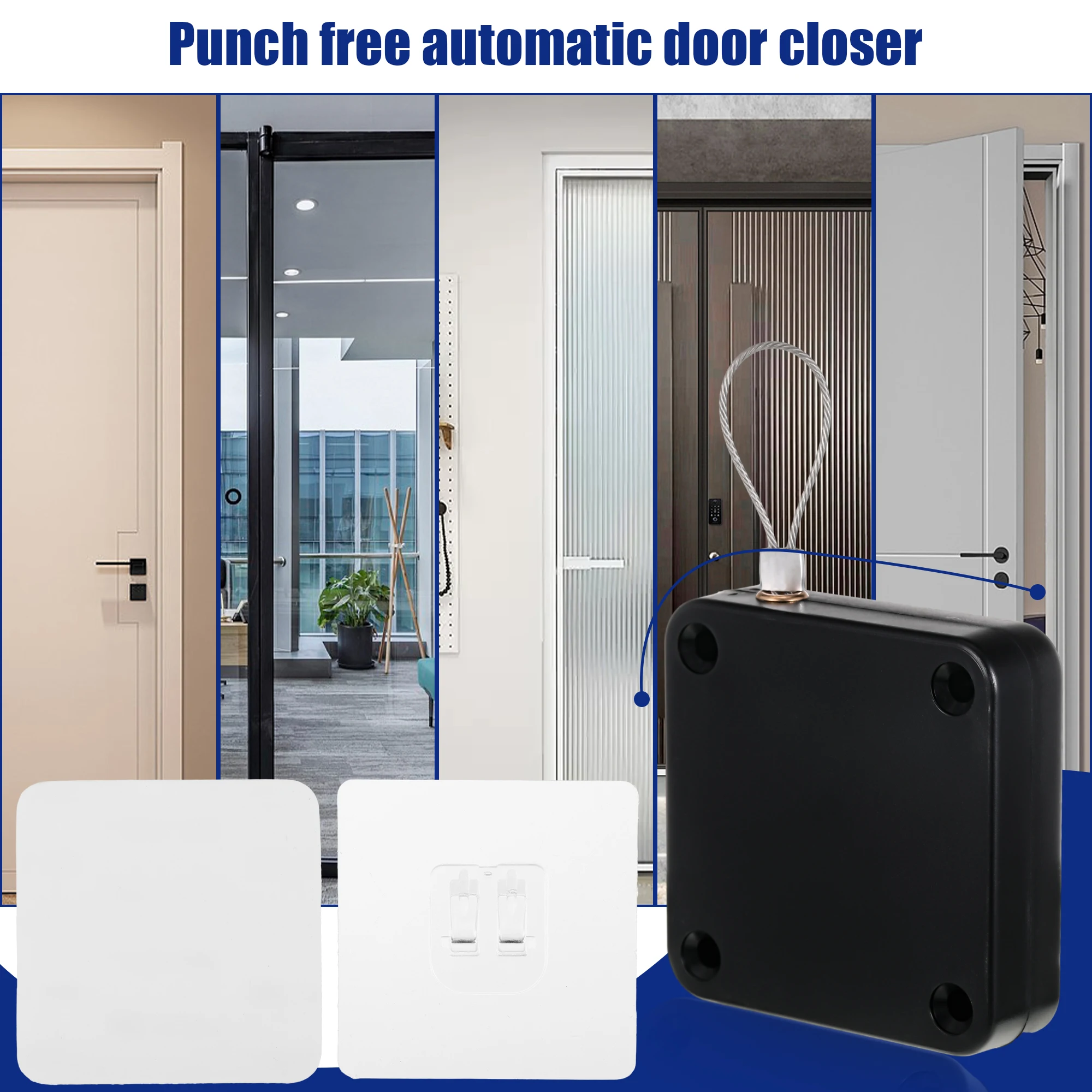 

Automatic Sensor Door Closer Punch-Free Adjustable Surface Door Stopper Automatically Close Door Bracket Closer Indoor Home