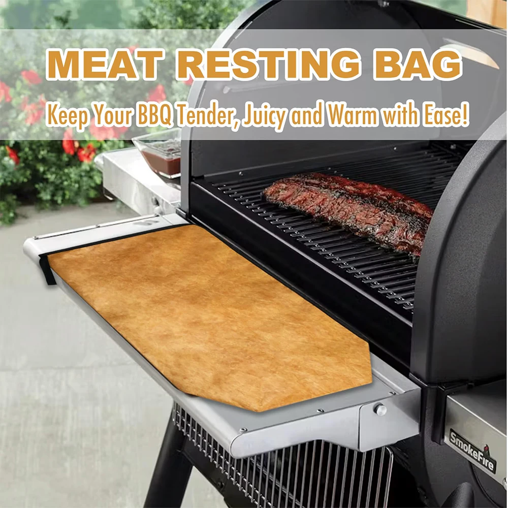 1pc BBQ Resting Bag Triple Layer Insulated Meat Resting Bag with Wide Zipper Opening Portable Reusable for Camping BBQ