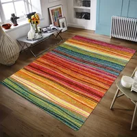 Non-Slip Floor Mat with Colorful Stripes Large Area Rug Waterproof Rug for Living Room Bedroom Kitchen Outdoor Decor Carpet 1