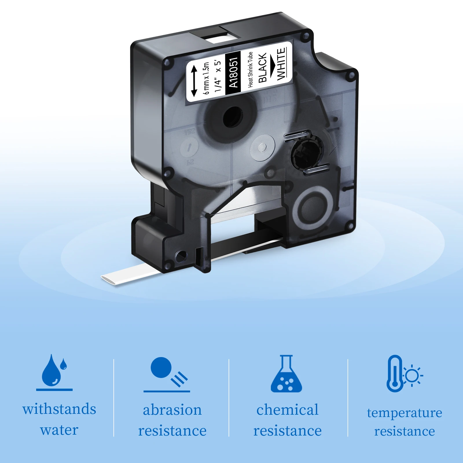 5PK 6/9/12/18/24mm 리본 호환 DYMO Rhino 열 수축 튜브 18052 18055 18056 Dymo 4200 6000 5200 라벨 프린터 용