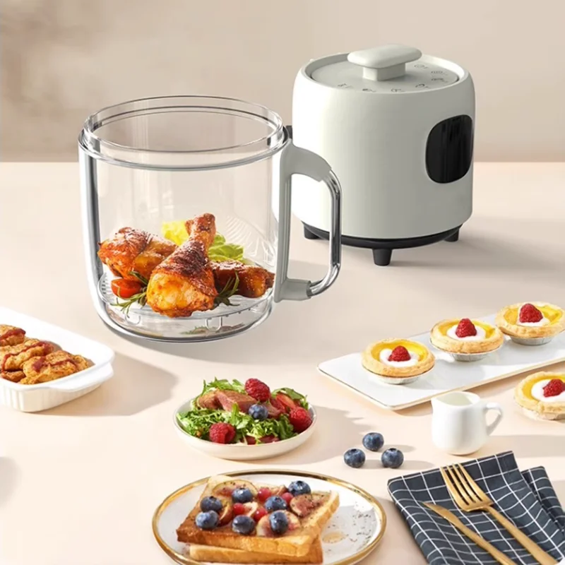 Transparent Air Fryer 2L 700W Home Smart Panoramic View Oil-free Mini Fryer