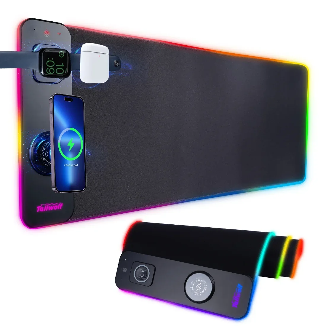 3-in-1 magnetic wireless charging mouse pad large and small batch office desk pad wireless charging luminous mouse