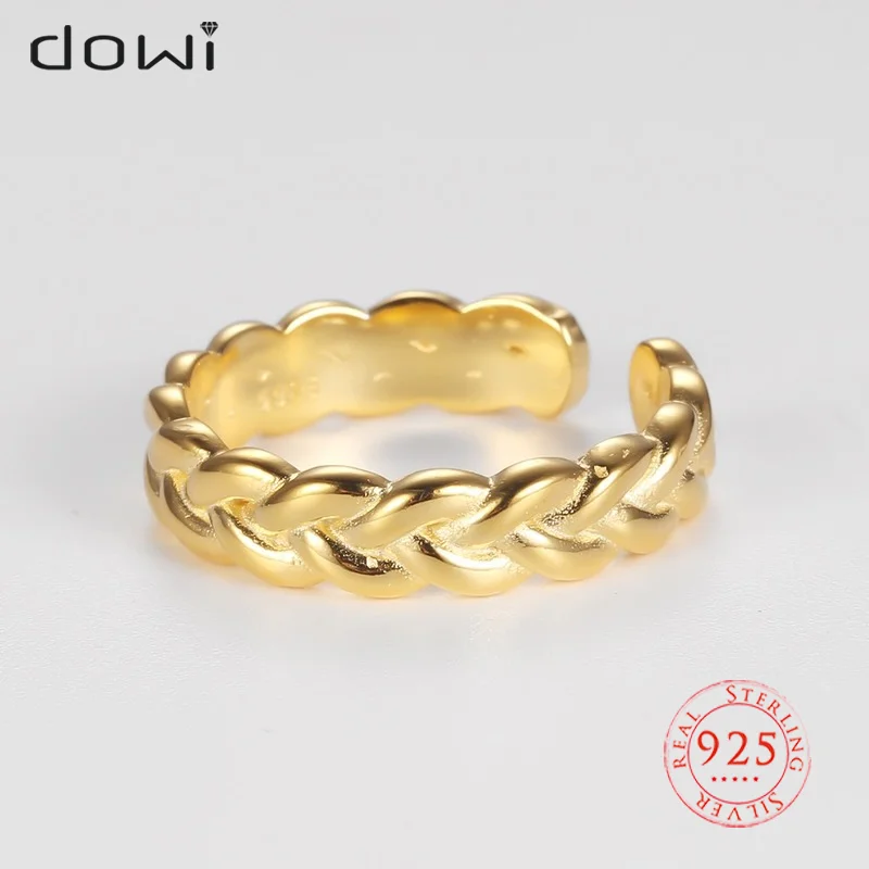 

Silver 925 Real 100% Thick Chunky Twist Finger Ring Adjustable for Women Men Retro Fine Jewelry Anniversary Party Gift