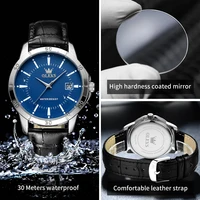 OLEVS TY716 Man Watch Fashion Leather Strap Waterproof Quartz Watch for Men Simplicity Calendar Original Luxury Men's Wristwatch 2