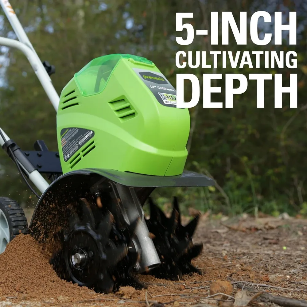 40V 10" Cordless Tiller / Cultivator, 4.0Ah Battery and Charger Included