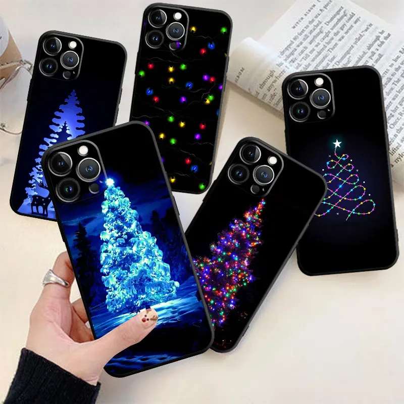 Custodia Per Telefono Per Apple Iphone Xs Max Xr X Xs 7Plus 8Plus 6 6S 5 5S Se Cover In Silicone Blue Merry Christmas Tree Shell Fundas
