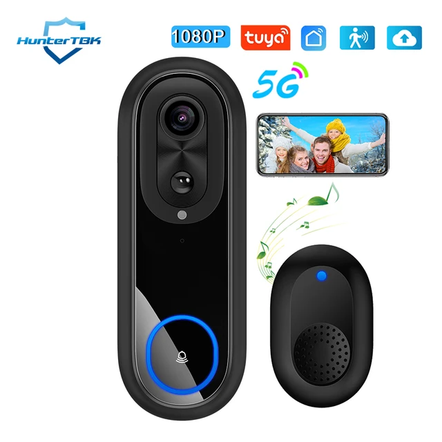 5G 2.4G WiFi Video Doorbell 1080P Wireless Bell Tuya APP Smart Intercom Camera IP65 Waterproof Ring Bell with 7000mAh Battery 8