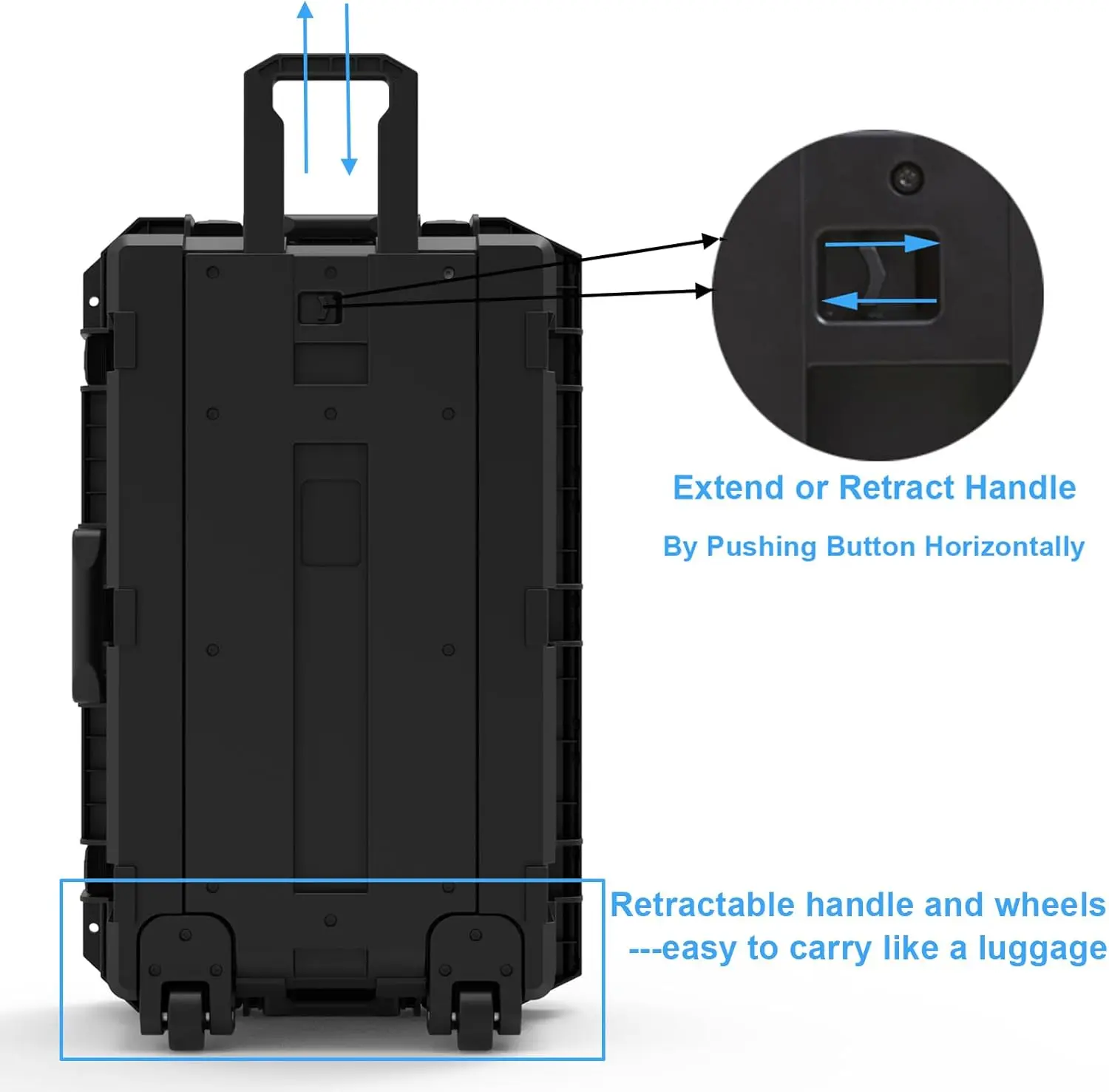 Waterproof Hard Case, 33"x 21"x 14", Equipment Case with Wheels/Customizable Foam,Gear Roller Case for cameras lenses Camcorder, 6