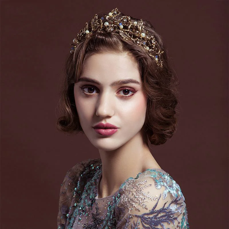 結婚式のヘアアクセサリー,クラウン,ゴールドカラー,ライン