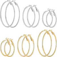 Smooth Stainless Steel Hoop Earrings Set For Men And Women