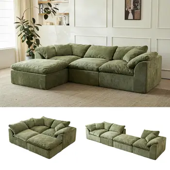 109" Green Cloud Sectional 1