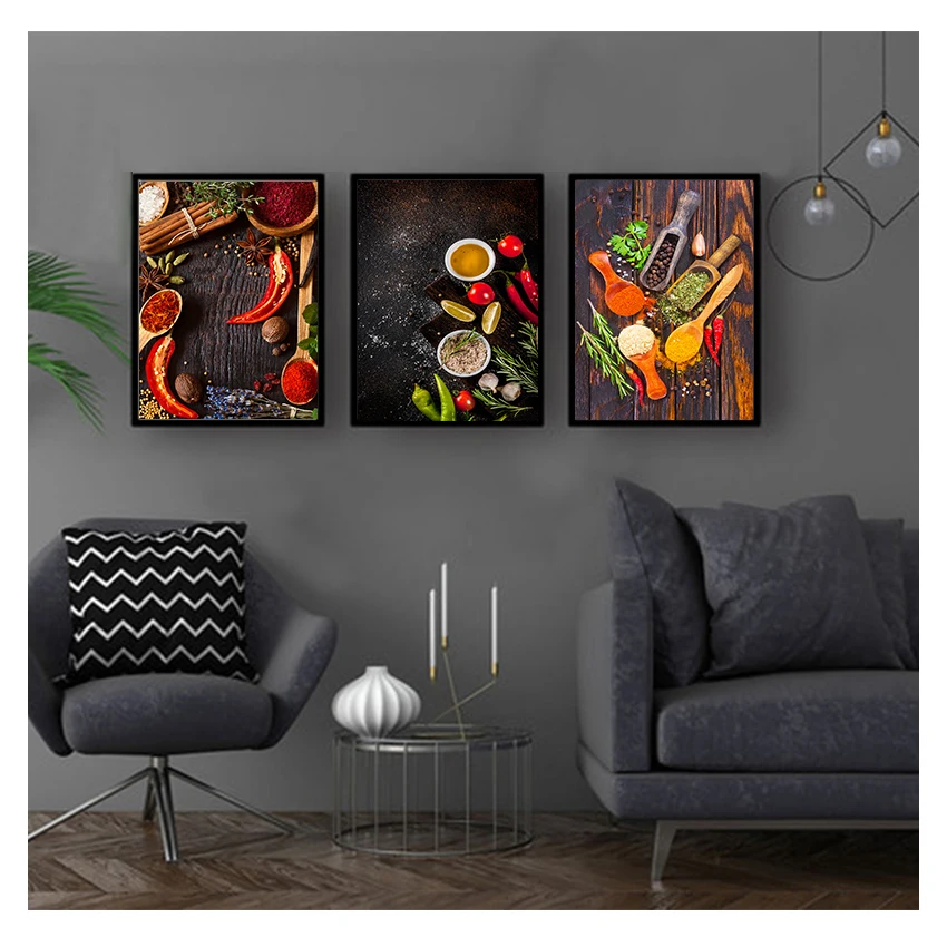 Pittura su tela Poster e stampe Cuadros Immagini di arte della parete per ristorante Sala da pranzo Arredamento Cucina Tema Mix Erbe Spezie - immagine 3