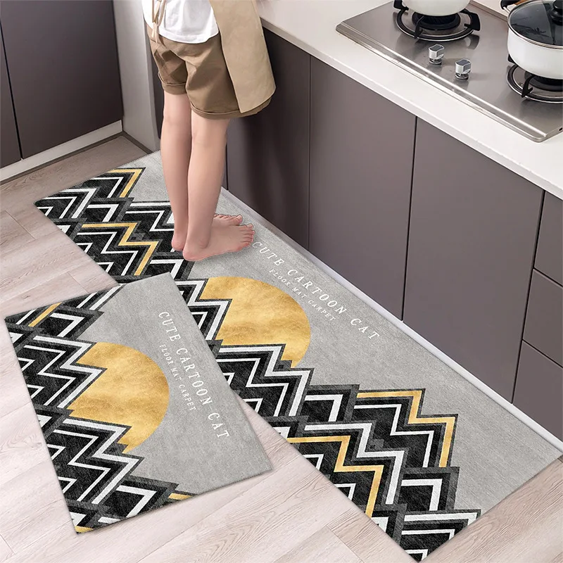 thumbnail image 1 of Alfombra de cocina antideslizante moderna para el hogar, alfombra suave de dibujos animados simple a la moda, alfombra de baño de tira larga, felpudo de entrada lavable y duradero, 1 of 5