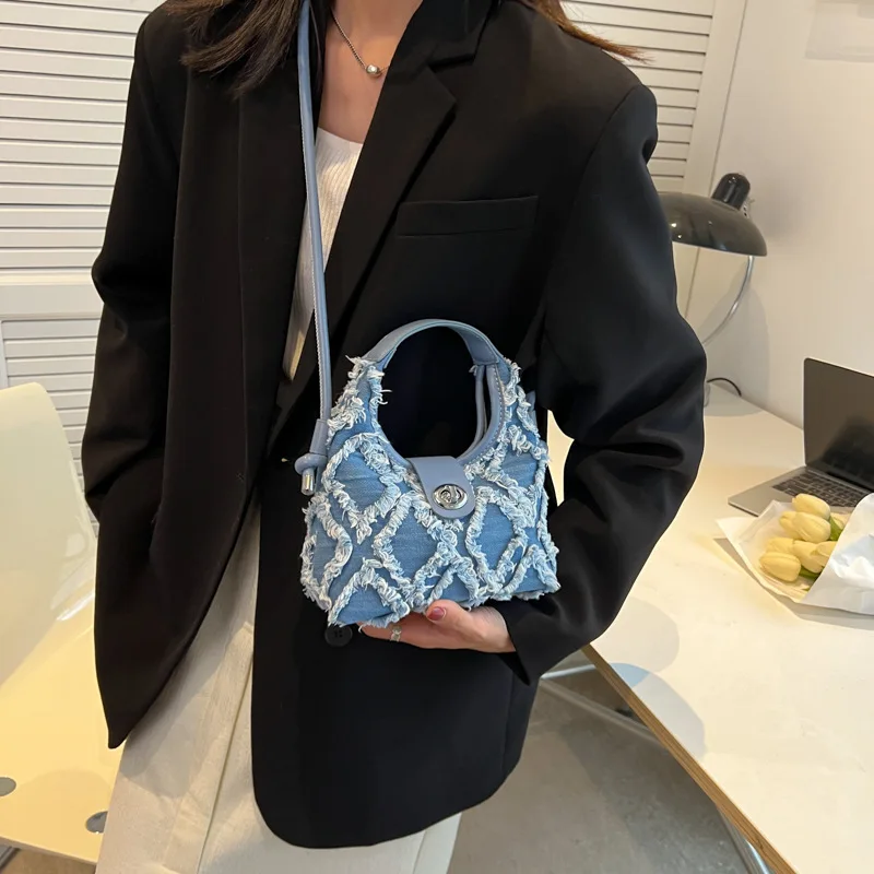 

2023, модные маленькие сумки через плечо из мягкой ткани для женщин, Хобо, роскошные брендовые дизайнерские женские сумки, холщовая женская сумочка