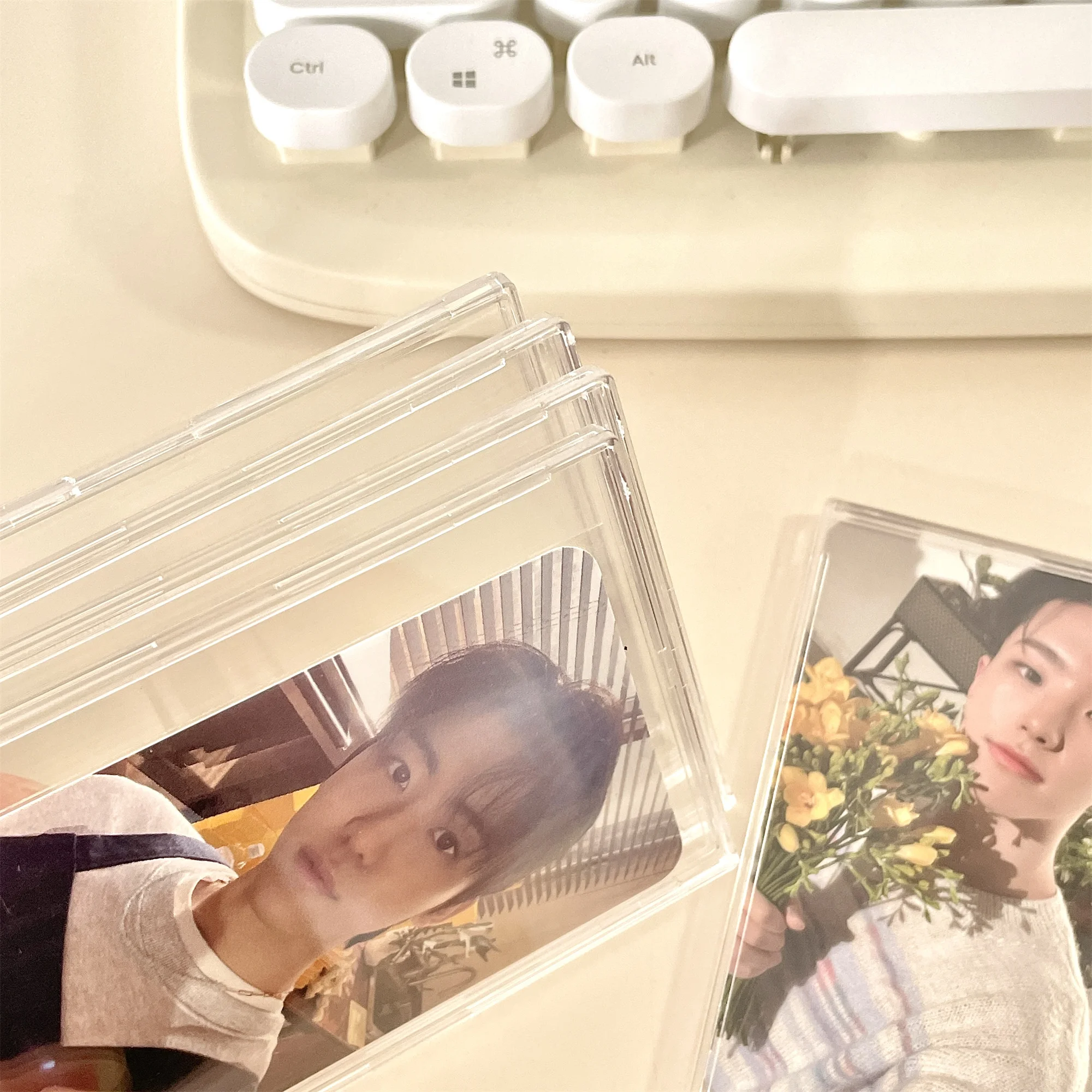 MINKYS Kawaii Ins Shell Kpop Photocard Brick Acrylic Transparent Photo Card Holder Stand Display School Stationery card holder,credit card holder,photo card holder,desk card holder,card display stand
