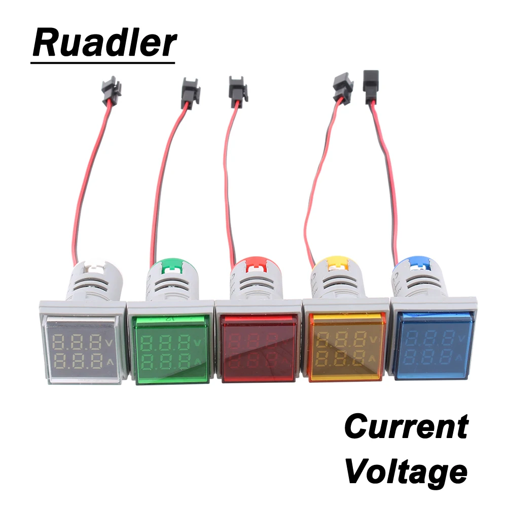 

Квадратный цифровой мини-Вольтметр Амперметр 22 мм переменный ток 50-500 в 0-A тестер напряжения измеритель двойной светодиодный индикатор ламсветильник-пилот