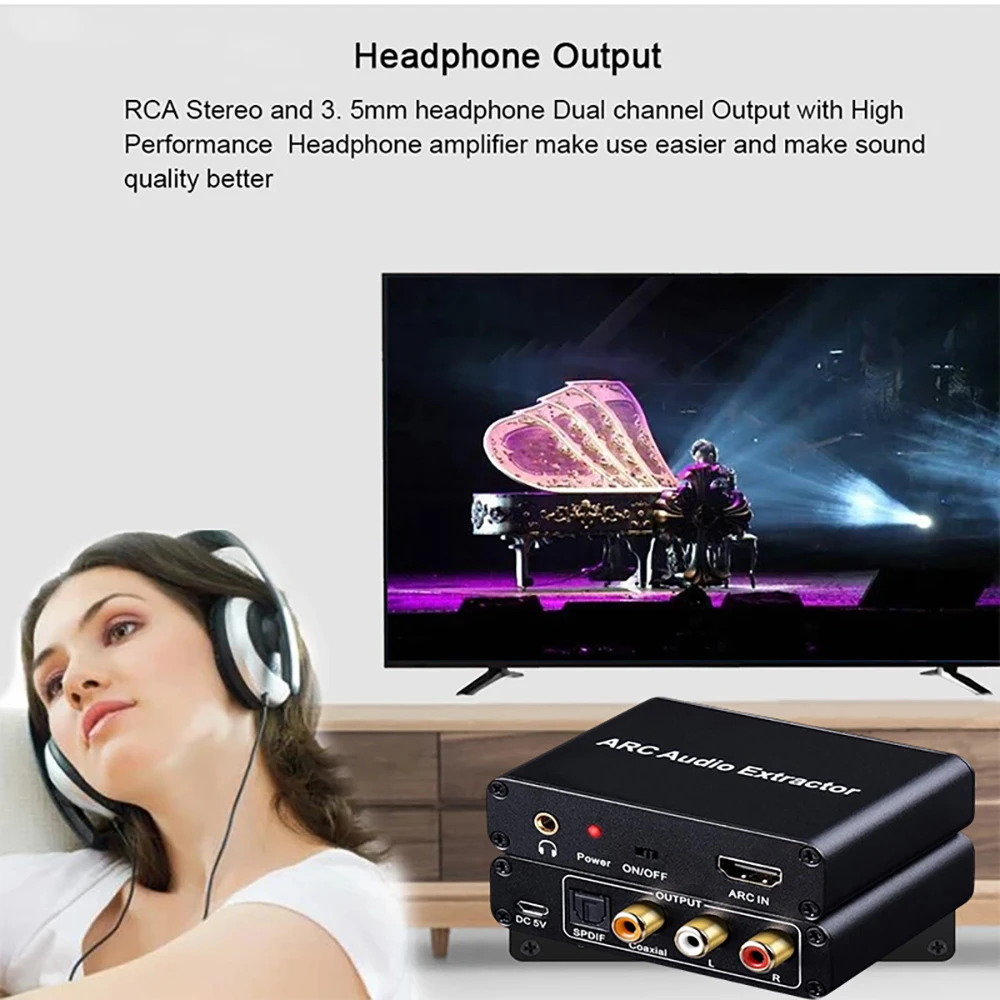 Adaptateur HDMI ARC Vers Audio - Convertisseur DAC 192 KHz - Sorties 3,5 Mm, RCA, Optique - Pour TV Et Casque