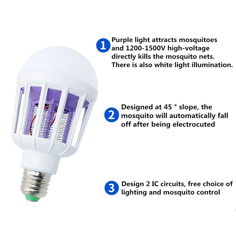 AC 220V LED Mosquito Killer E27 Socket LED Bulb Home Lighting Bug Zapper Trap Lamp Insect Anti Mosquito Repeller Light K4