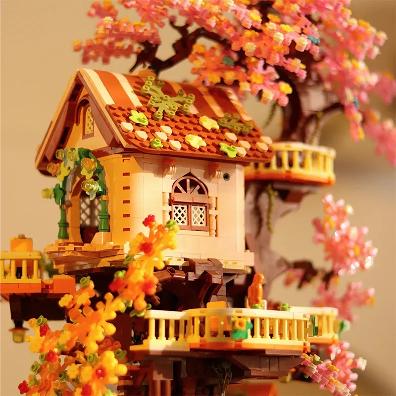 3196pcs Large Sakura Tree Building Block Diy Cherry Blossom Bricks with Light Treehouse Model Ornament Romantic Gift Girlfriend