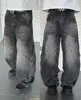 Y2K American New Heavy Industry Geometry Criss-Cross Washed Baggy Jeans Men Streetwear Vintage Fashion Punk Casual Couple Jeans 1