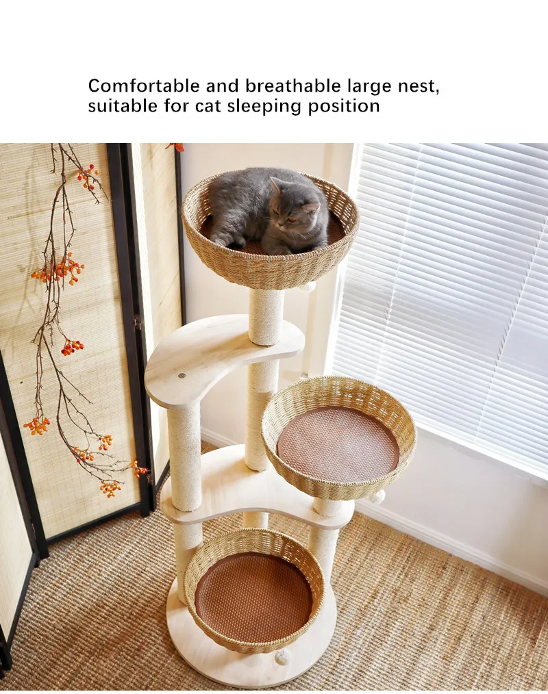 Pure Solid Wood! Vinewoven Cat Tree Cat Tower House Simple And Elegant
