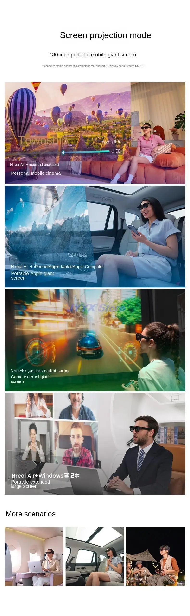 Nreal Air Smart Xreal AR Glasses HD Private Giant Mobile Computer Projection Screen Portable Game Video Music For Smartphone