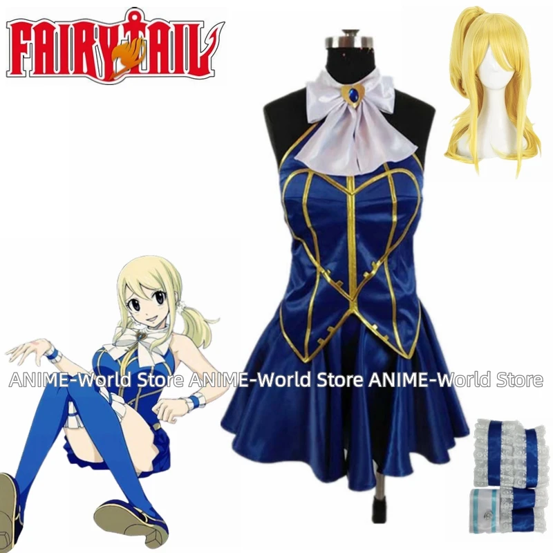 Anime Fairy Tail Cosplay Costume Lucy Heartfilia Backless Polyester Adult Women Halloween