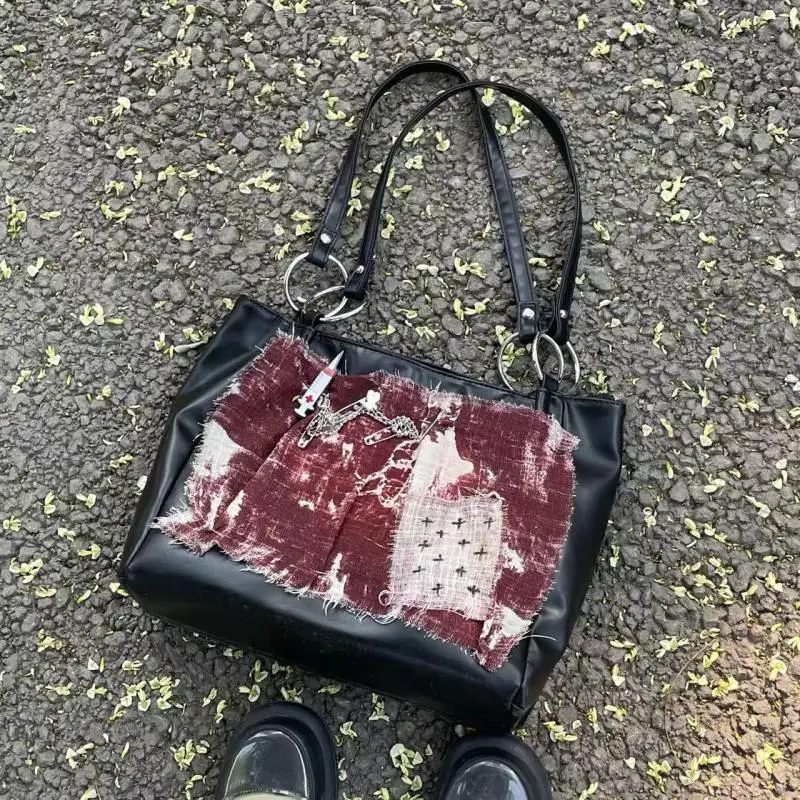 2023 Large Capacity Single Shoulder Women's Bag With Contrasting Color Stitching Commuting Temperament And Personalized Tote Bag