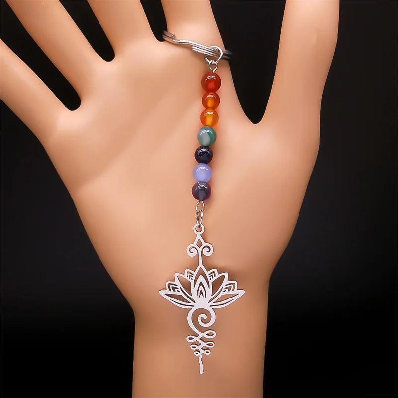 Yoga Lotus Healing Balancing Maxi Chakra Keychain Stainless Steel