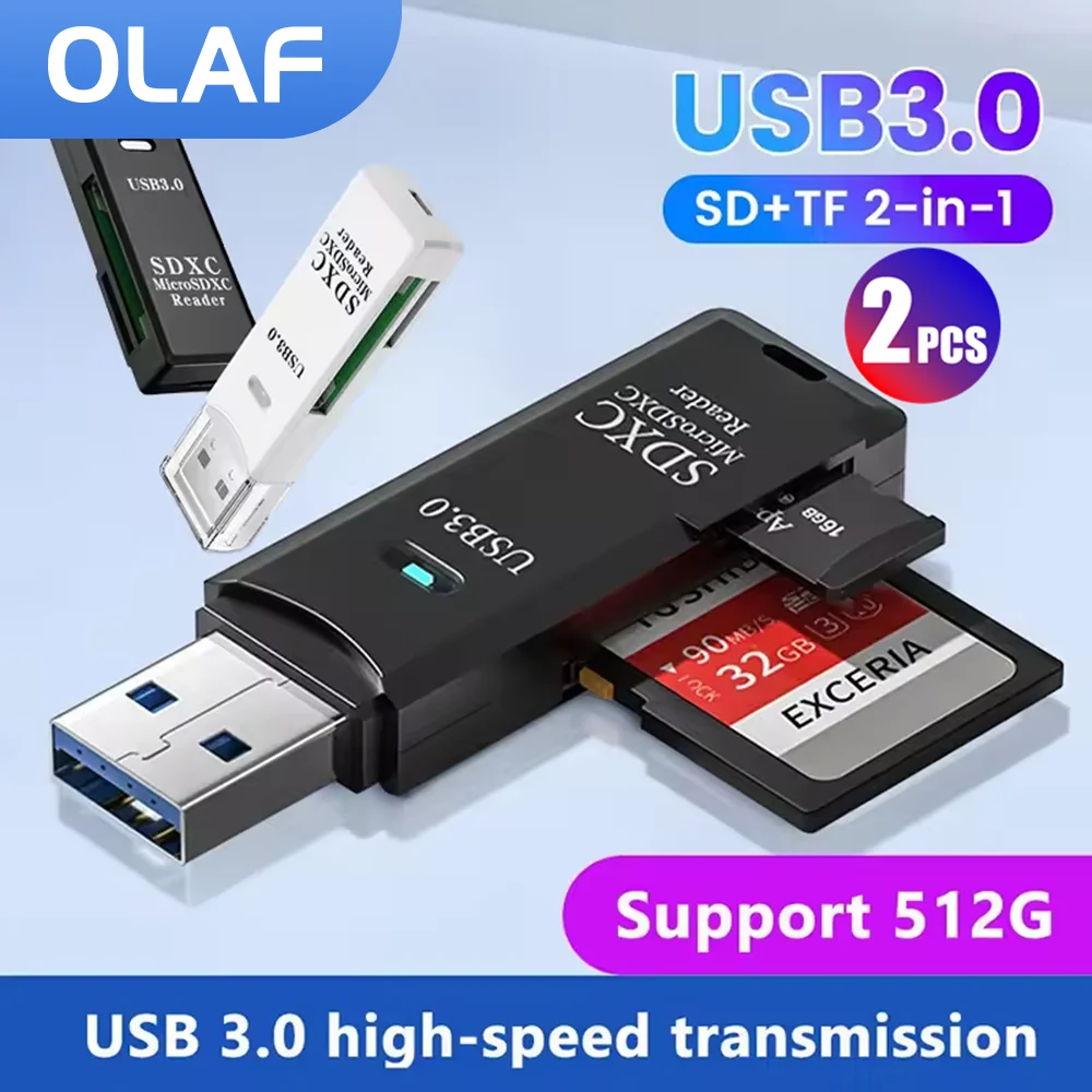 2PCS USB 3.0 Card Reader to SD TF Card Reader Adapter High Speed 2 IN 1 USB Cardreader Memory Reading For PC Laptop Accessories BEST SELLERS 2PCS USB 3.0 Card Reader to SD TF Card Reader Adapter High Speed 2 IN 1 USB Cardreader Memory Reading For PC Laptop Accessories BEST SELLERS