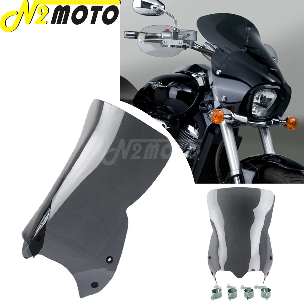 Motorcycle Windshield Air Deflector Wind Screen Fairing W/ Mount Clamp For Suzuki Boulevard