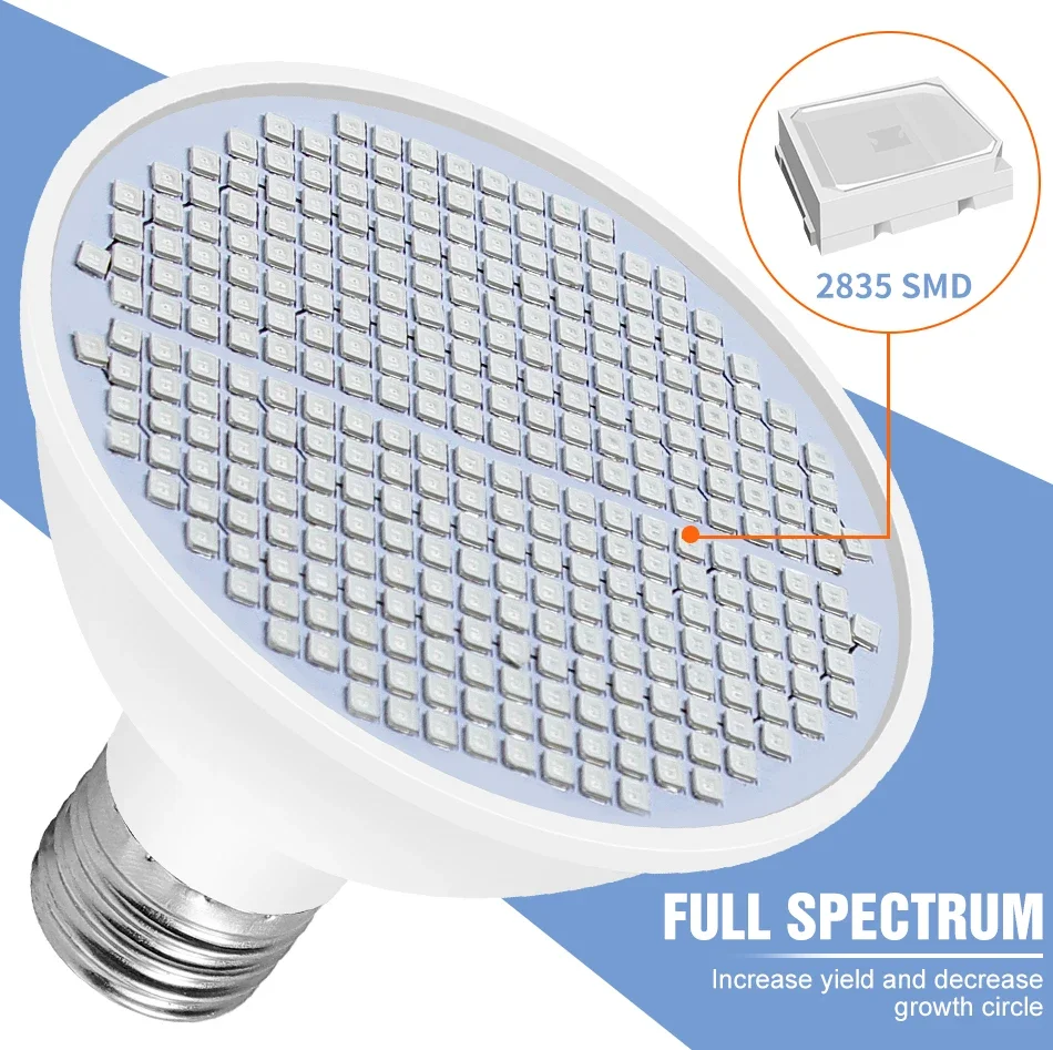 LED Grow Lamp LED Plant Light Growing Lamp Bulb 300LED Full Spectrum E27 For Greenhouse Indoor Seedling Flower