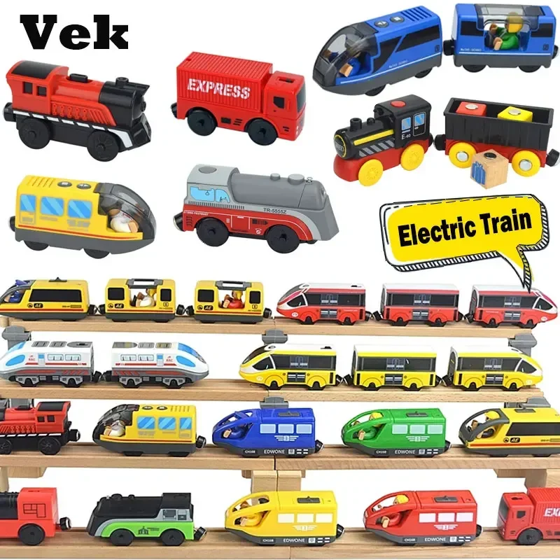Wooden Locomotive Magnetic Electric Car Train Toys Fit Biro Wooden
