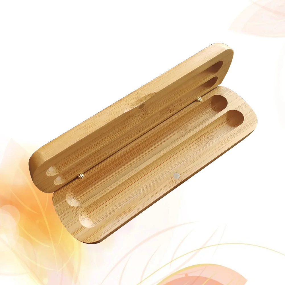 

Bamboo Pen Box with Two Pen Slot Bamboo Pencil Case Pen Case Supplies
