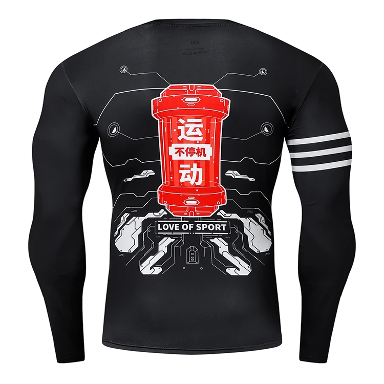 Herren 3D Sublimation Slim Fit T-Shirt Casual Langarm Tops Atmungsaktive individuelle T-Shirts für Laufen Fitnessstudio – Detail 6