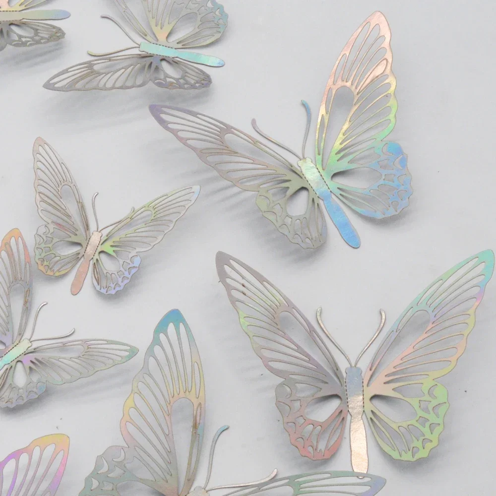 12-Piece Gold Mirror Butterfly Cake Toppers – Hollow-Carved Design For Wedding & Birthday Cupcakes