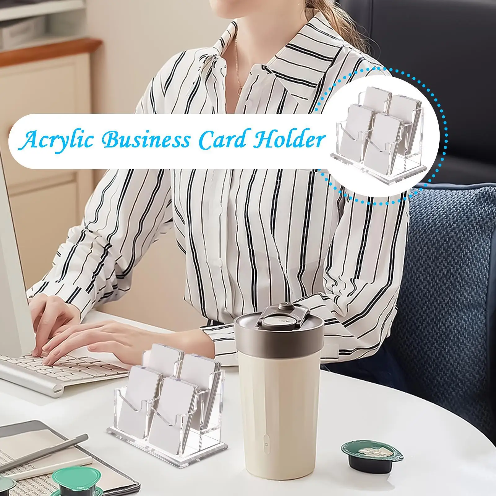 명함 홀더 데스크 명함 디스플레이용 스탠드 사무실 리셉션용 멀티 슬롯 데스크..