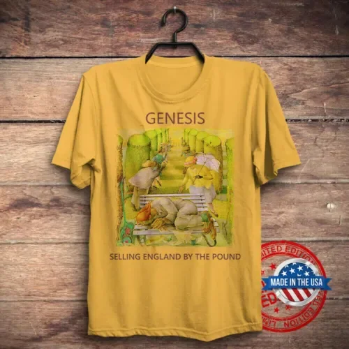 Vintage Rock Selling England By The Pound Genesis Shirt Peter Gabriel Tony Banks Maniche Lunghe O Corte