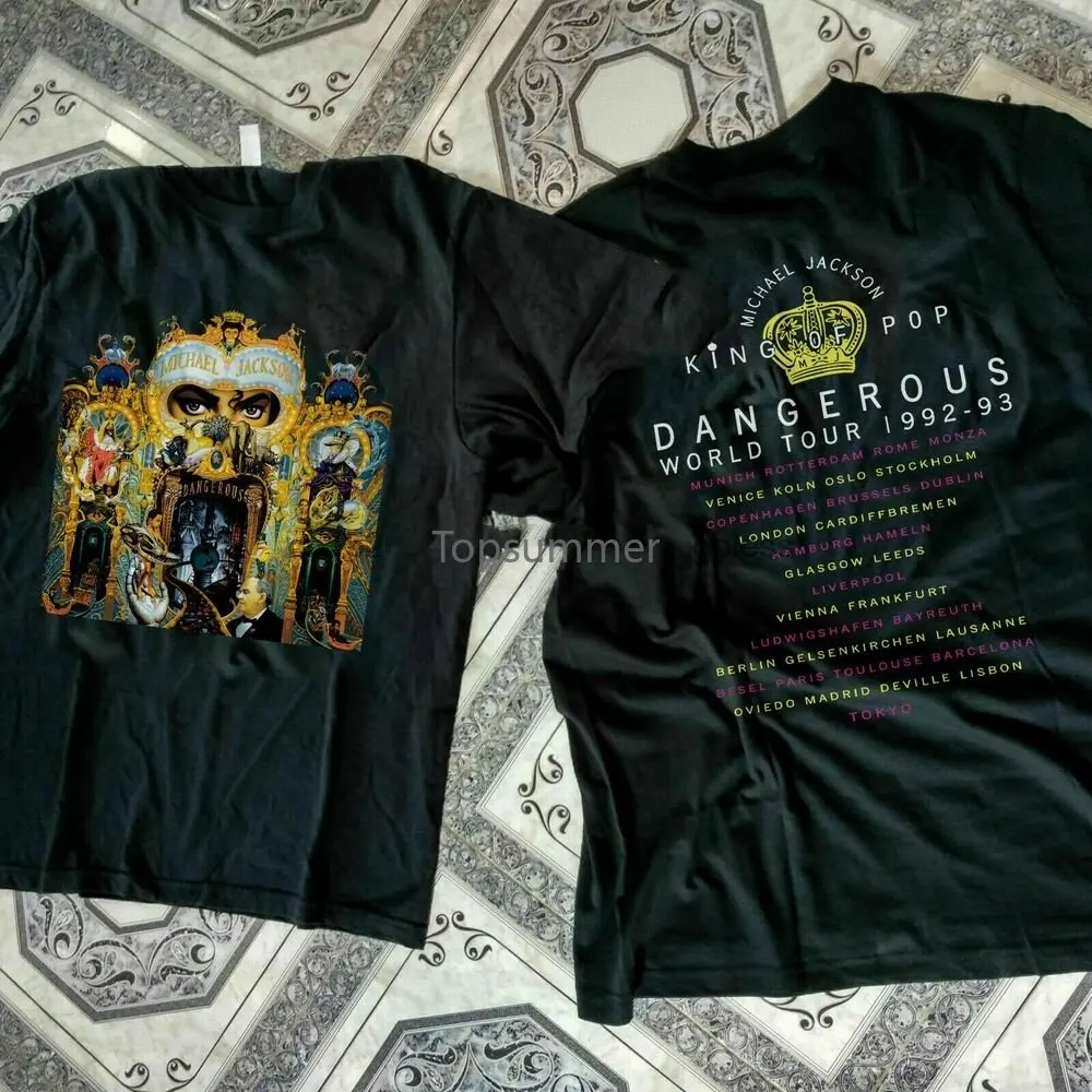 T-Shirt Vintage Rara Michael Jackson Tour Pericolosa Taglia S-3Xl Ristampa