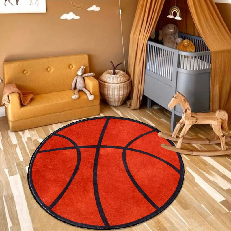 Round Basketball Living Room Decoration Carpet Fluffy Soft Bedroom Dresser Rocking Chair Non