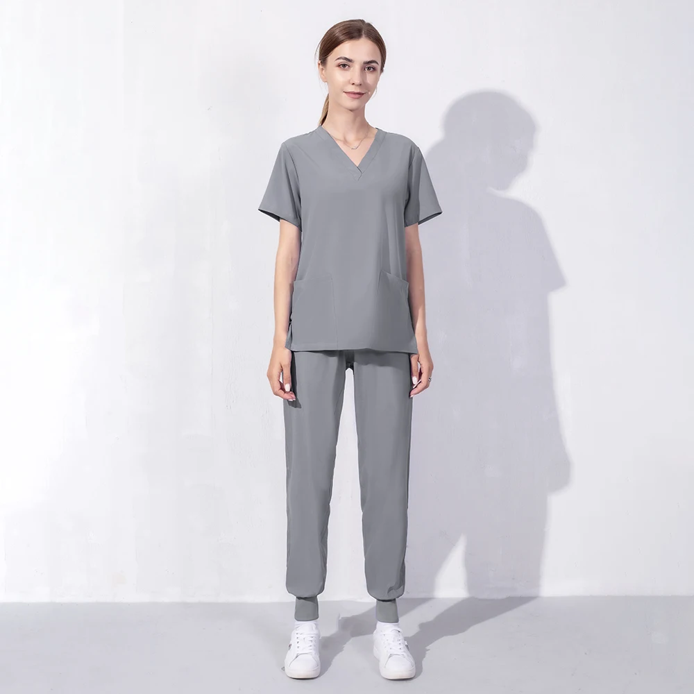Summer Men Hospital Medical Scrub Clothes Dental Clinic Set Beauty Salon Nurse Uniform Slim Design Pet Grooming Working Clothes