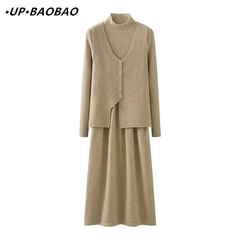 Good Quality Knitted Maternity Dress Long Sleeve Overhead A- Line Style Comfortable Fit for Pregnant Women Chinese Brand AE