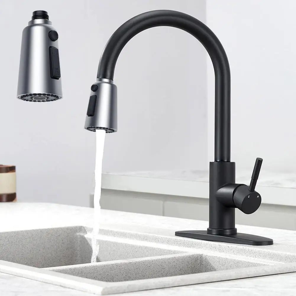 Pull-down Faucet Spray Head Durable Abs Nozzle Sink Faucet Extender Kit with 3 Flow Function Anti-leakage Kitchen Faucet for Us