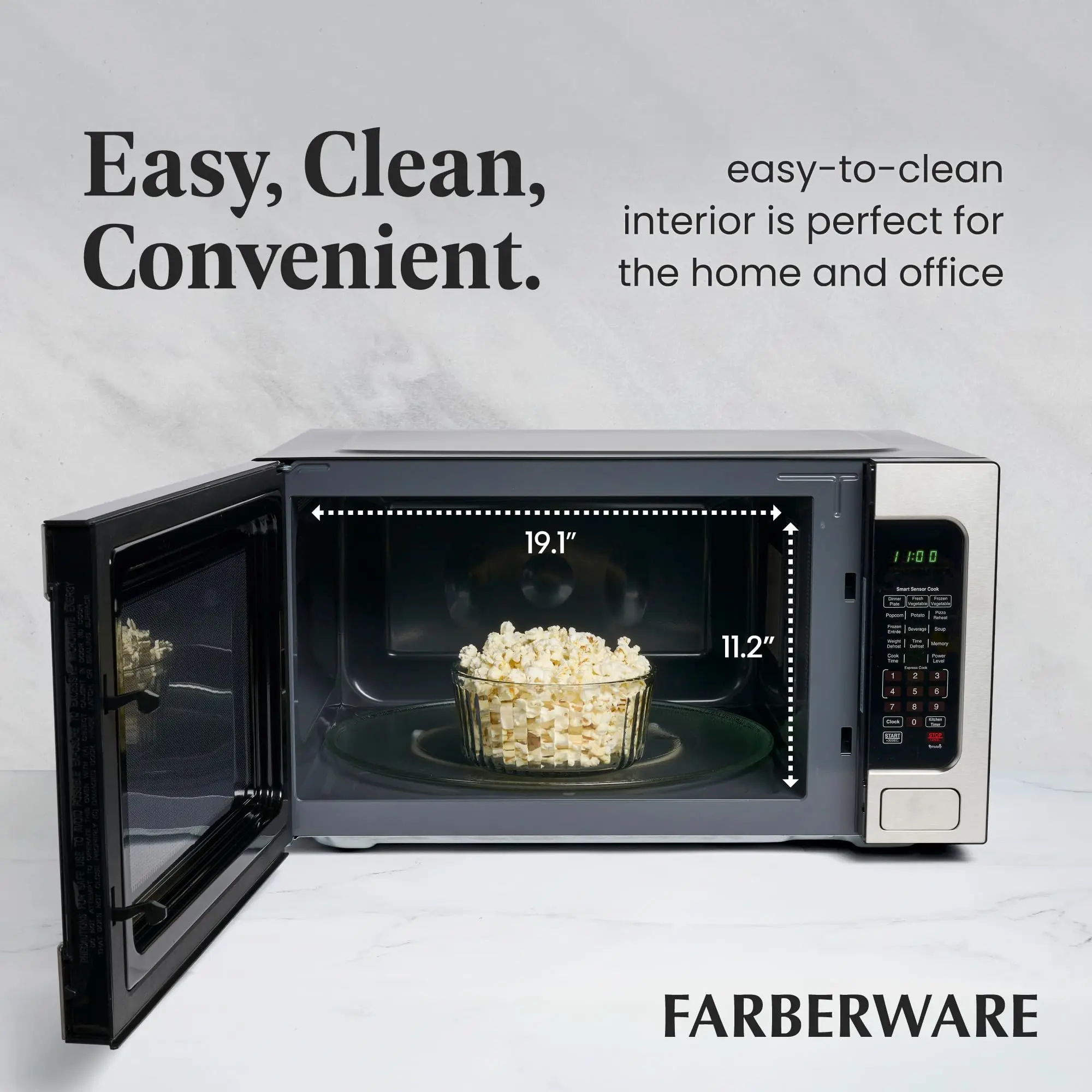 1100W 2.2 cu ft Countertop Microwave Oven With Smart Sensor LED Lighting Child Lock - For Apartments and Dorms 5