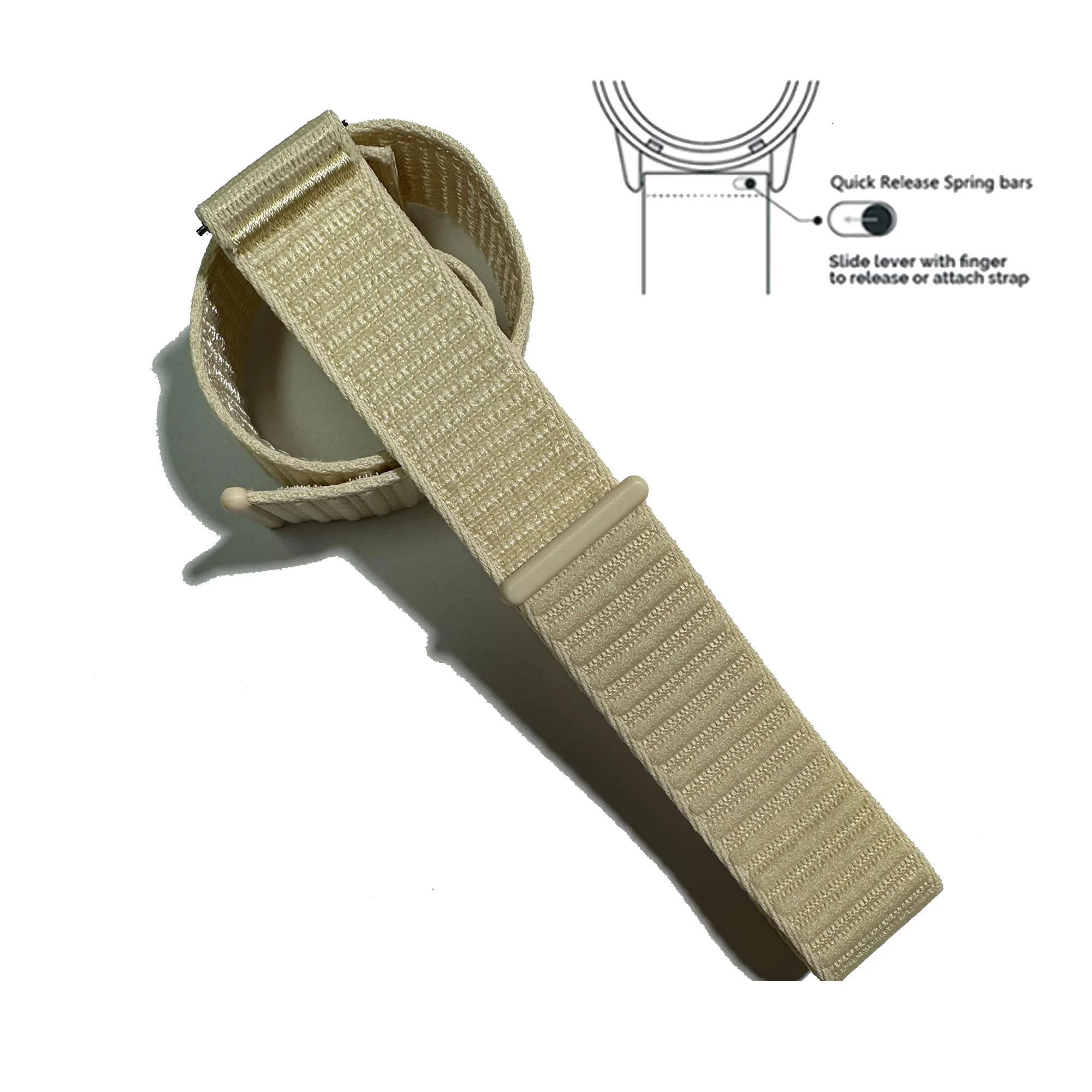 Enhanced Quick Release Nylon Elastic Watch Strap with Adjustable Hook and Loop Closure, 22mm Width
