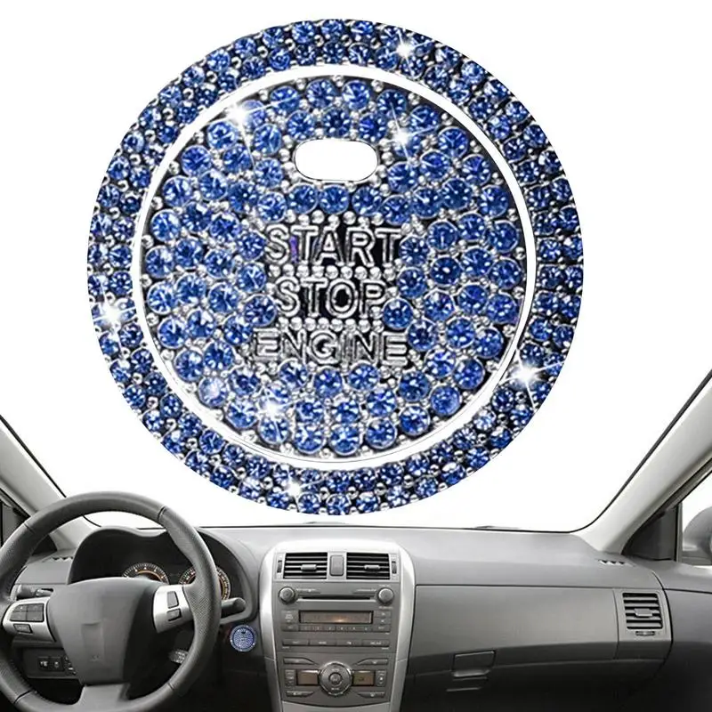 Push Start Button Bling Car Engine Ignition Button Protective Cover Crystal Rhinestone Women Car Start Stop Button Decoration