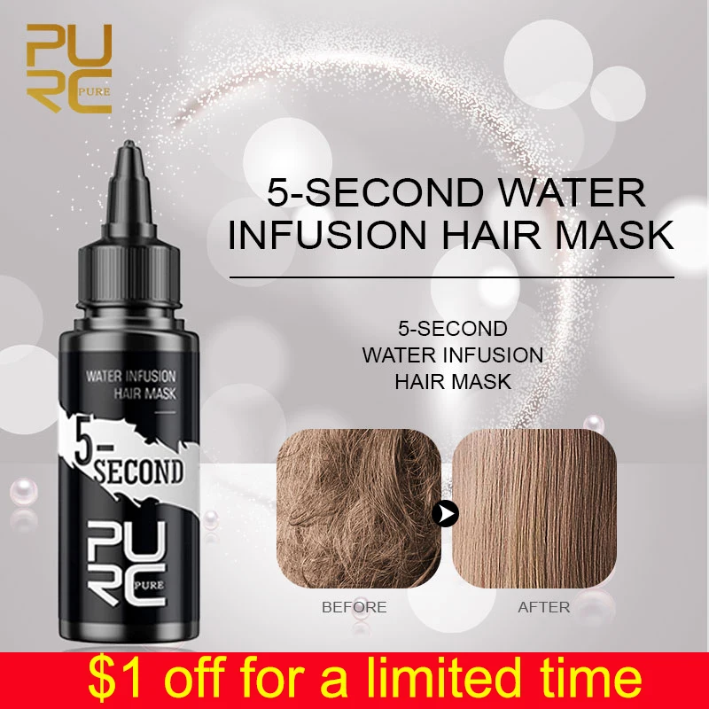 PURC 5-second Water Infusion Hair Mask Repair Frizz Smoothing Straightening Keratin Hair & Scalp Treatment for Hair Care 60ml 1