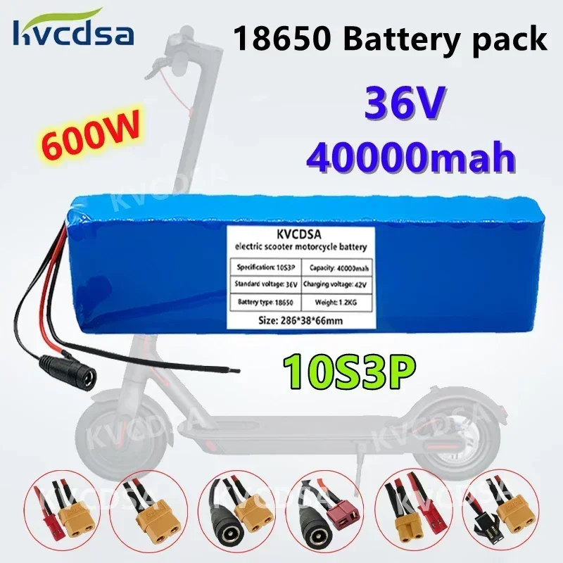 

New 36V 40000mAh 18650 Rechargeable Lithium Battery Pack 10S3P 600W Power Modified Bicycle Scooter Electric Vehicle with BMS