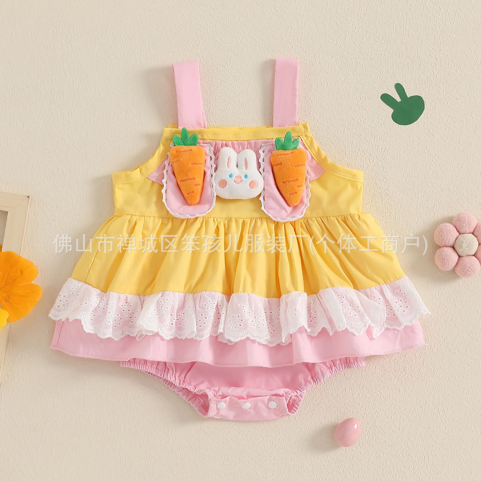 Adorable Carrot Strap Floral Skirt Baby Girl Clothes Newborn Toddler Fashionable Versatile Cotton Romper Suit for Babies